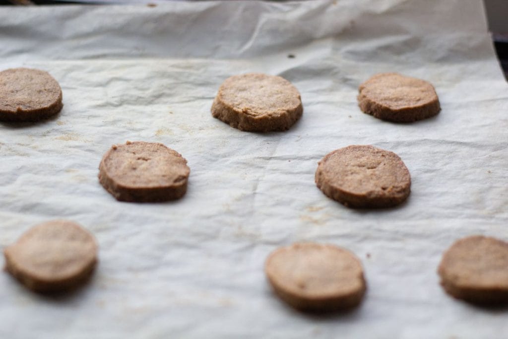 gingerbread shortbread removed from the oven