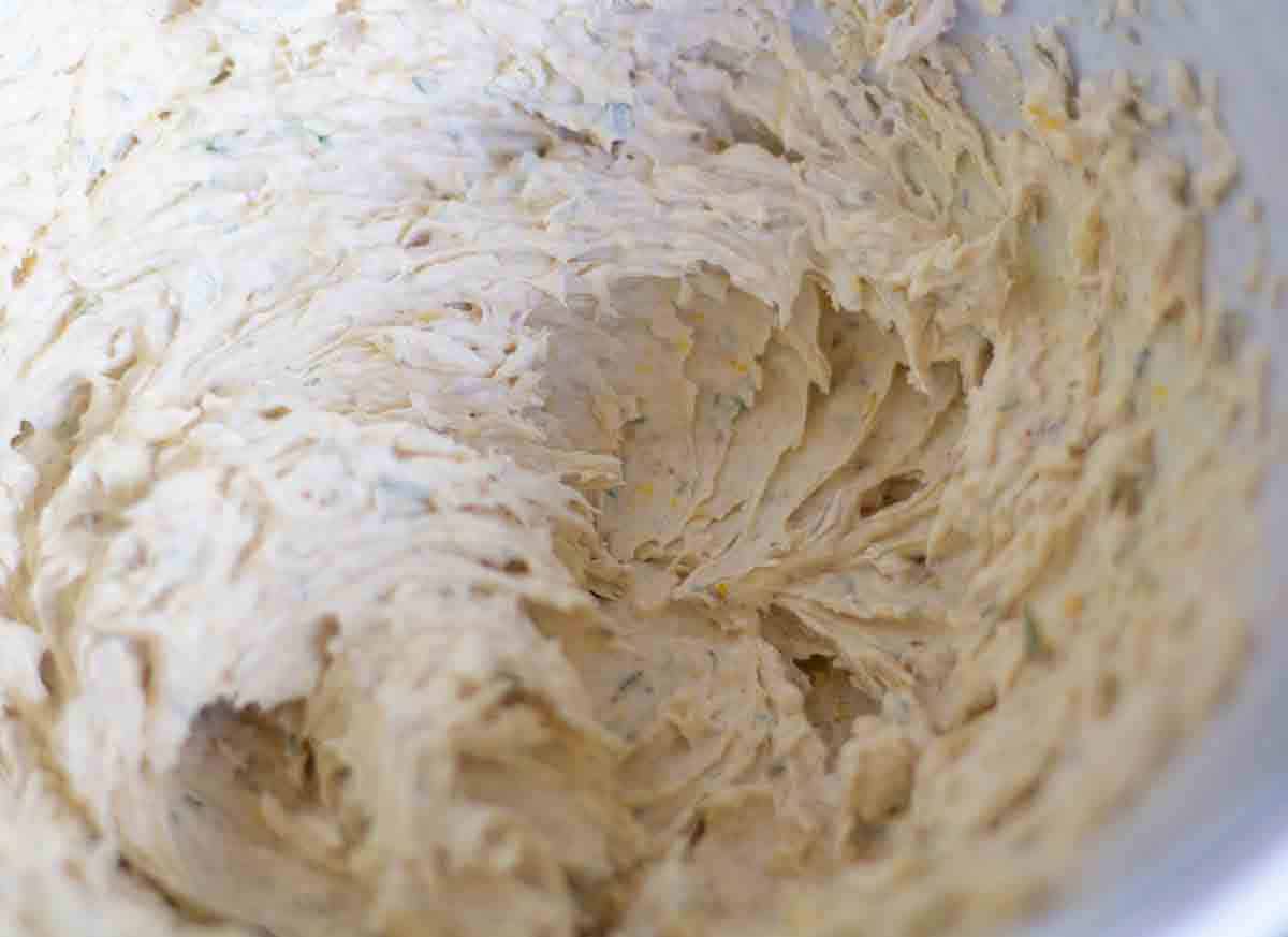 whipped butter of the gods in a large ceramic bowl