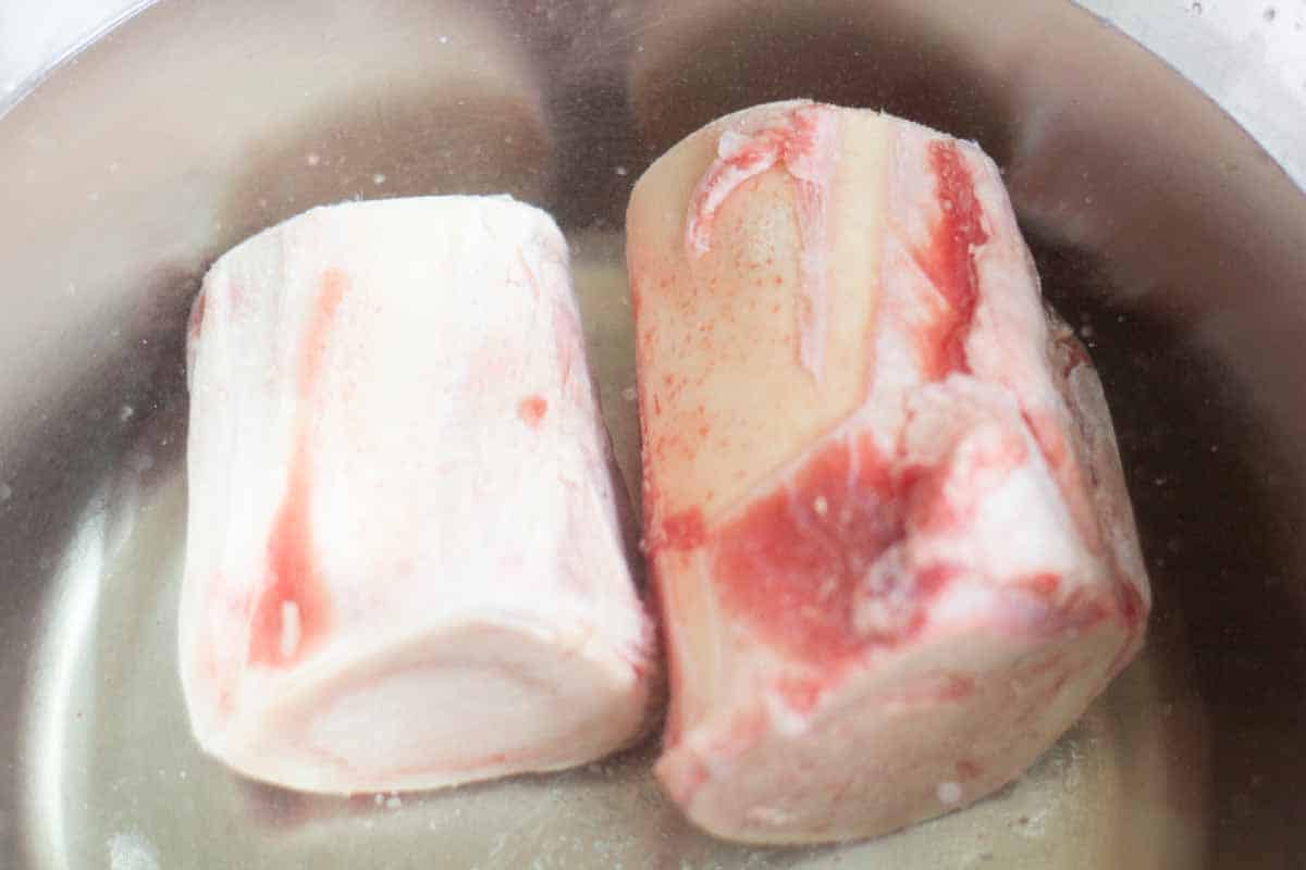 bone marrow bones soaking in water